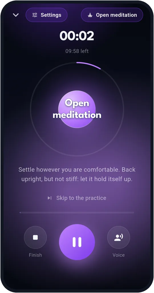 A practice in progress, with the orb